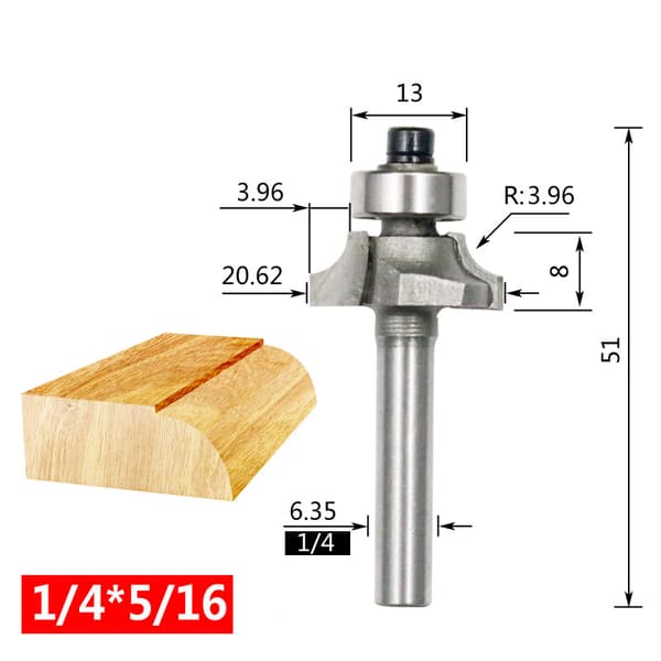 INF Afrunding overfræser 1/4"x1/4" (3,17 mm radius) - Træbearbejdning fræsebit
