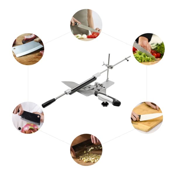 Justerbar roterande knivslip, ergonomiskt handtag, 6 medföljande slipstenar,VIT, L
