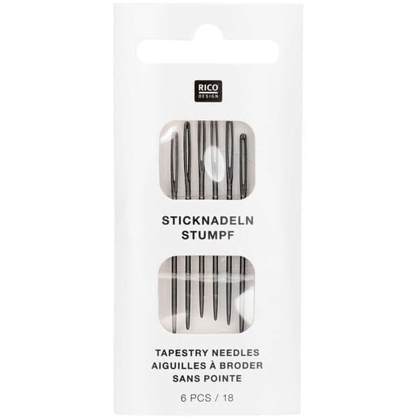 Broderinålar utan spets - RICO DESIGN - nr 18 - 6 stycken - Precisionssömnad - Bred öga