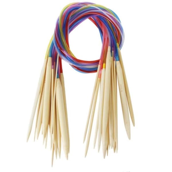 Cirkulära stickor - Ej specificerat - 80cm - 18 storlekar - Bambu - Färgglada rör