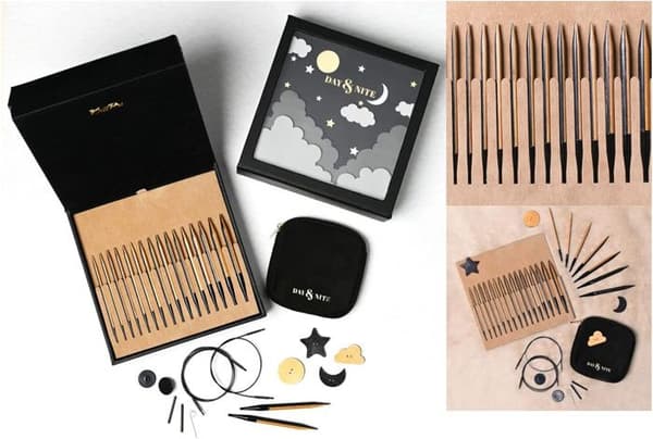 Stickset - KnitPro - Day &amp; Nite - 8 par nålar - 360° vridbara kablar - Limited Edition