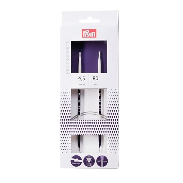 Runda stickor - PRYM - Ergonomi - 80 cm - nr 4,5 - Plastspets