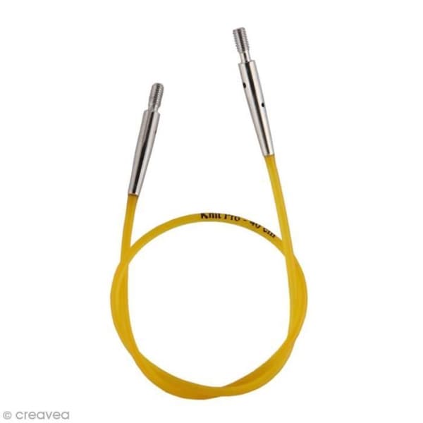 Interchangeabelt kabel för stickor - KNITPRO - 20 cm - Gul - Stickning - Stickor