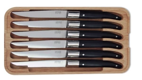 Seks sorte kødknive - Expression Laguiole 6 Steak knive sort