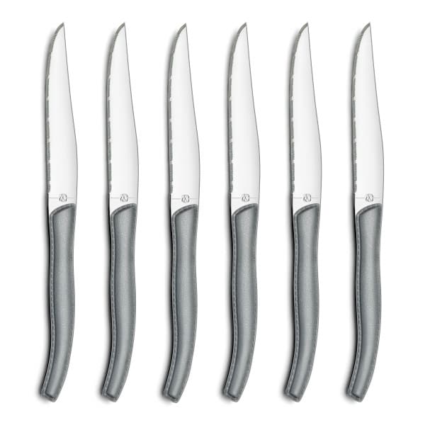 Lou Laguiole Knife Set w Block, Grey, 6-pack - Lou Laguiole