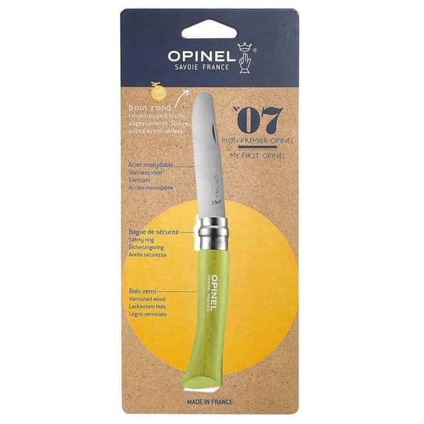 Fickkniv - Opinel - N°7 - Knivblad i rostfritt stål 8 cm - Handtag i bok 10 cm - Barnsäkerhet