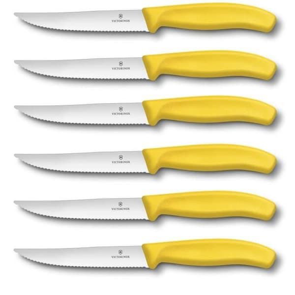 Victorinox biffknivar - 12cm hackad blad - gult handtag