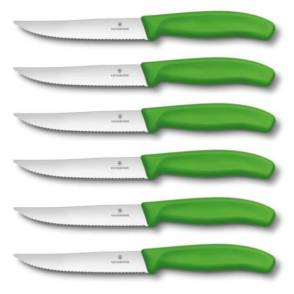 Victorinox biffknivar - 12cm hackad blad - grönt handtag