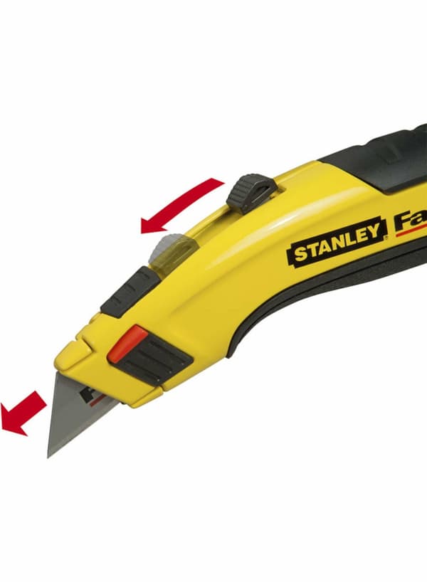 STANLEY KNIV MED TRAPEZOIDAL BLADE FATMAX RB + 5 KARBIDEKNIVE