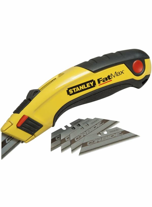 STANLEY KNIV MED TRAPEZOIDAL BLADE FATMAX RB + 5 KARBIDEKNIVE
