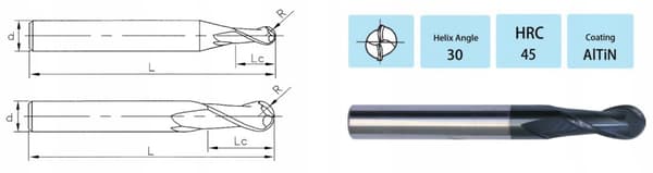 VHM kugleskærer - Fi3 R1,5 x 6 x 50 mm - 45 HRC