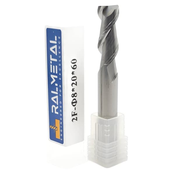 Fræser til aluminium VHM 2 knive 8 x 20 x 60 mm - 45 HRC