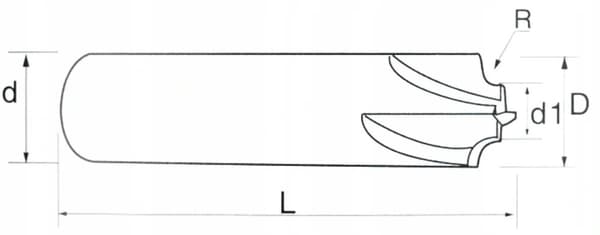 Quarter Mill Concave R1 x 1,5 x 3,7 x 4D x 50 mm 45 HRC
