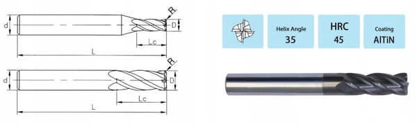 VHM radialskærer Fi12 x R1 x 75 mm - 45 HRC
