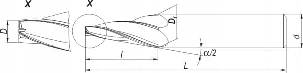 VHM konisk skærer til flade matricer D4 x 1° x 15 x D6 x 50 mm AlTiN 45 HRC