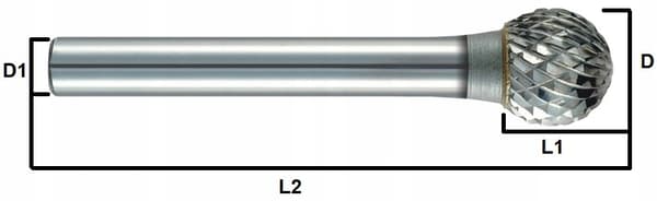 VHM fræser dobbeltvirkende roterende filkugle D3 x 38 x 3D mm - 60 HRC