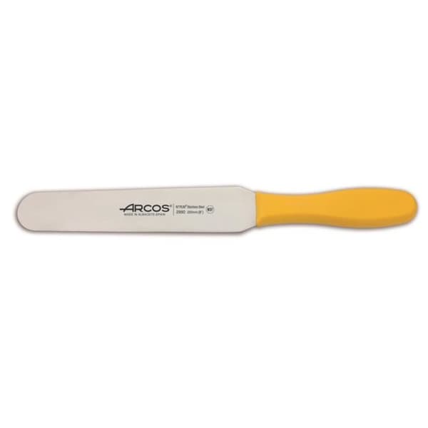 Spatel Arcos Color - Prof 299000 i rostfritt stål Nitrum och mango ergonomiskt blad i gul polypropen på 20 cm, i