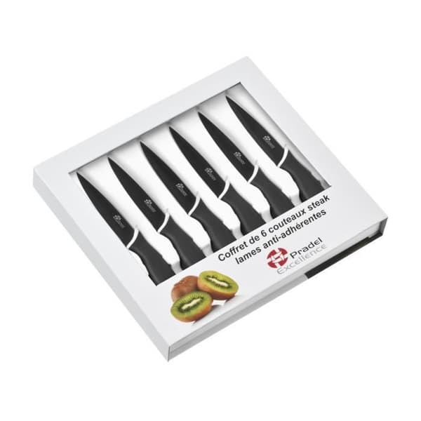 Coffret med 6 steakknivar PRADEL EXCELLENCE - Blad 10 cm - Nonstick-beläggning - Svart