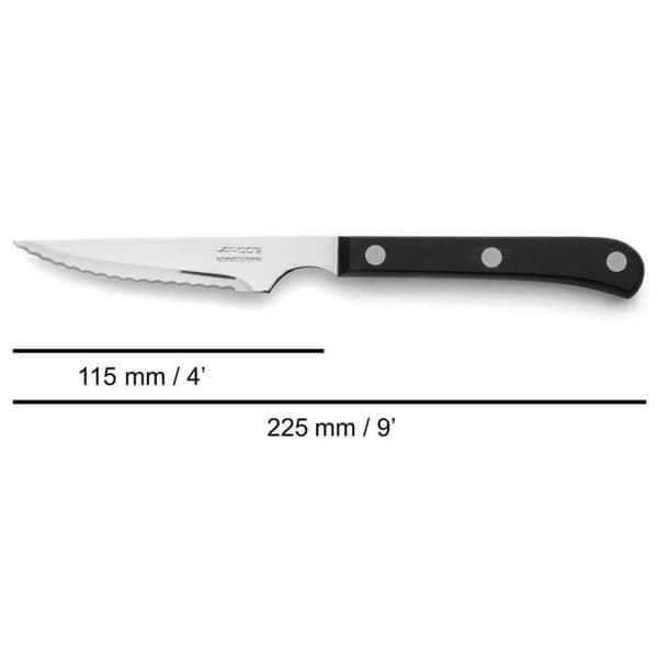 Steakknivar - ARCOS - Steak Basic - Rostfritt stål - Svart polyoximetylen - 115/225 mm