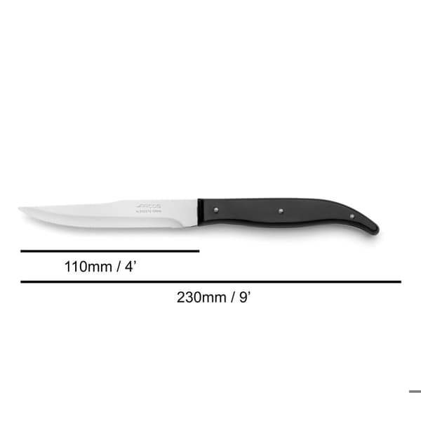 Kniv Loins Arcos de Table 372400 monoblock av en bit rostfritt stål och 11 cm blad i kartong.