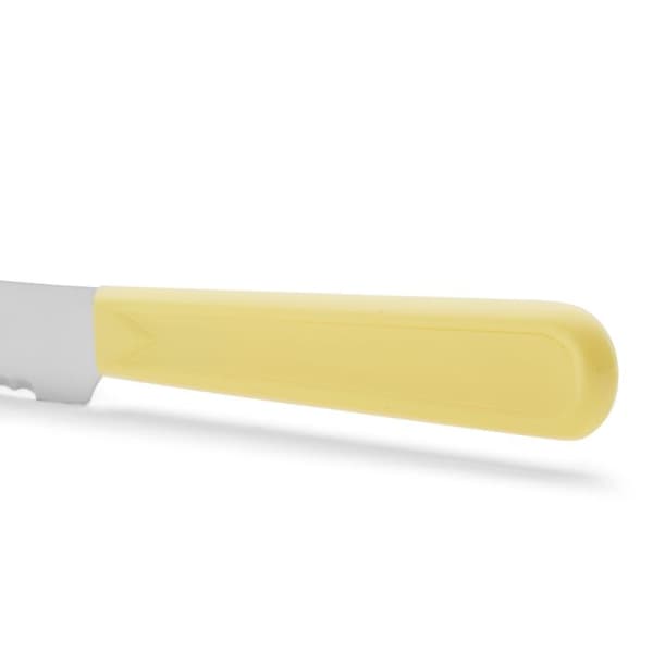 Bordskniv Arcos Bord 802900 monoblock av en bit rostfritt stål, gul mango och 11 cm blad i en låda.