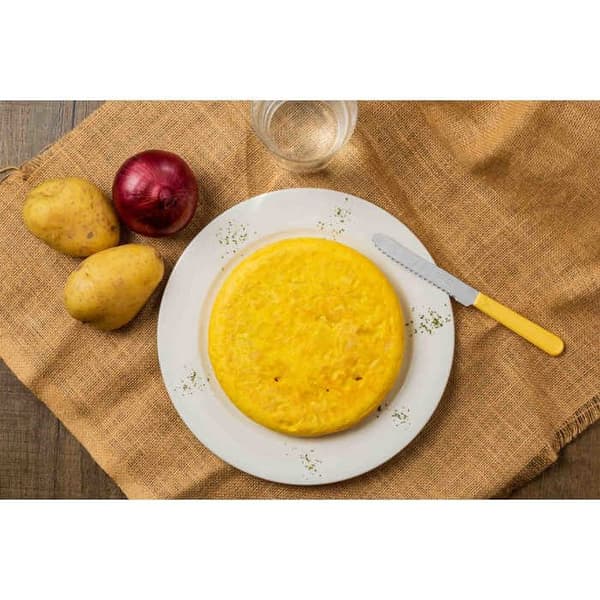 Bordskniv Arcos Bord 802900 monoblock av en bit rostfritt stål, gul mango och 11 cm blad i en låda.