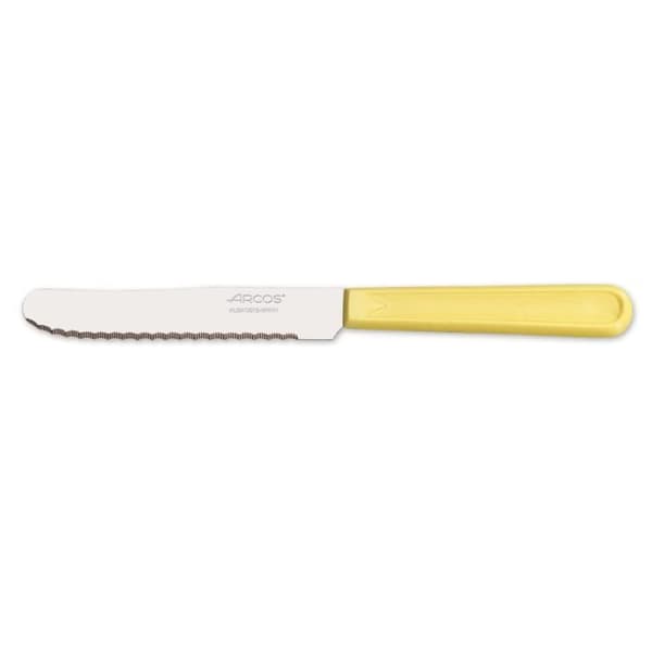 Bordskniv Arcos Bord 802900 monoblock av en bit rostfritt stål, gul mango och 11 cm blad i en låda.
