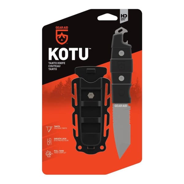 GEAR AID KOTU KNIFE black, fulltånge kniv, överlevnadskniv tactical