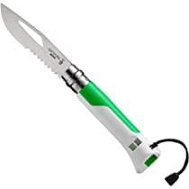 OPINEL NO 08 OUTDOOR , fällkniv med inbyggd visselpipa Fluo green