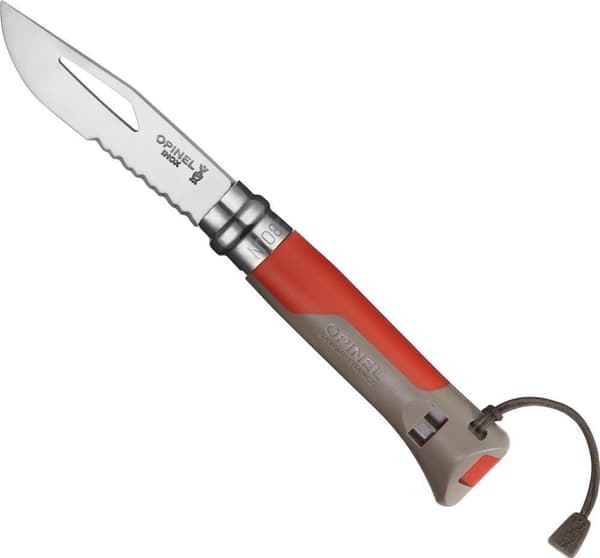OPINEL NO 08 OUTDOOR , fällkniv med inbyggd visselpipa