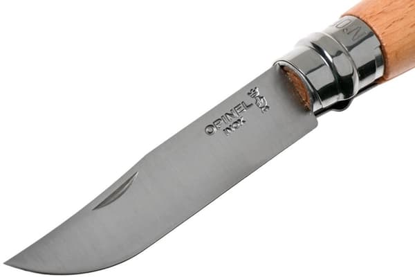 OPINEL NO8 STEINLESS STEEL + LEATHER SHEAT, opinelkniv nr 8 med läderfodral