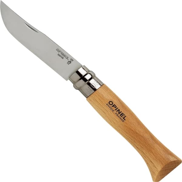 OPINEL NO8 STEINLESS STEEL + LEATHER SHEAT, opinelkniv nr 8 med läderfodral