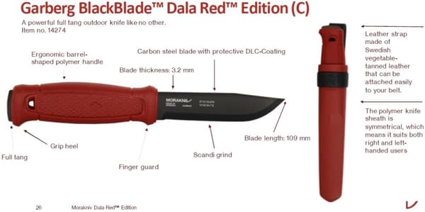 MORAKNIV GARBERG BLACK CARBON DALA RED EDITION MED POLYMERSLIDA 14274
