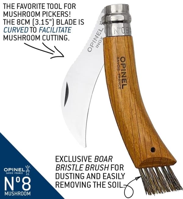 OPINEL MUSHROOM KNIFE OAK WOOD+SHEAT GIFT BOX, Opinel svampkni med fodral