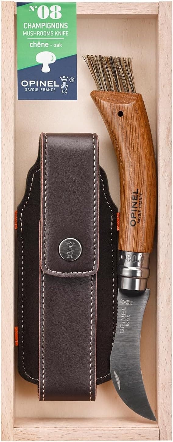 OPINEL MUSHROOM KNIFE OAK WOOD+SHEAT GIFT BOX, Opinel svampkni med fodral