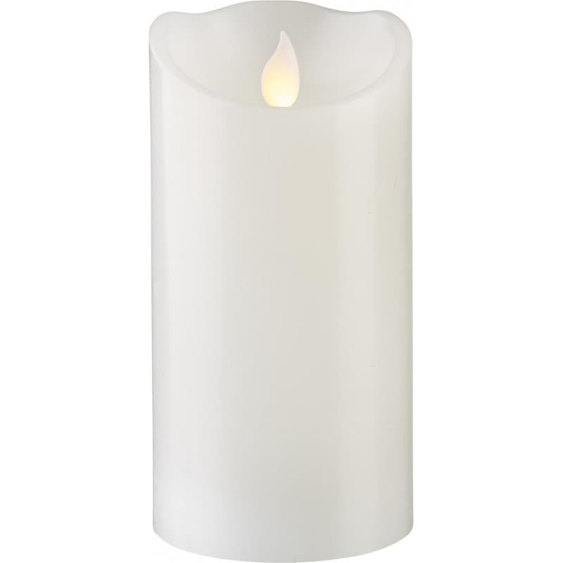 Vitt 15 cm batteriljus med rörlig vacker M-Twinkle låga o TIMER