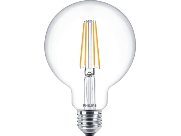 Philips - LED-glödlampa - form: glob - klar finish - E27 - 7 W (motsvarande 60 W) - klass A++ - varmt vitt ljus - 2700 K