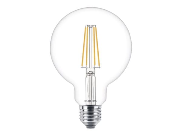 Philips - LED-glödlampa - form: glob - klar finish - E27 - 7 W (motsvarande 60 W) - klass A++ - varmt vitt ljus - 2700 K
