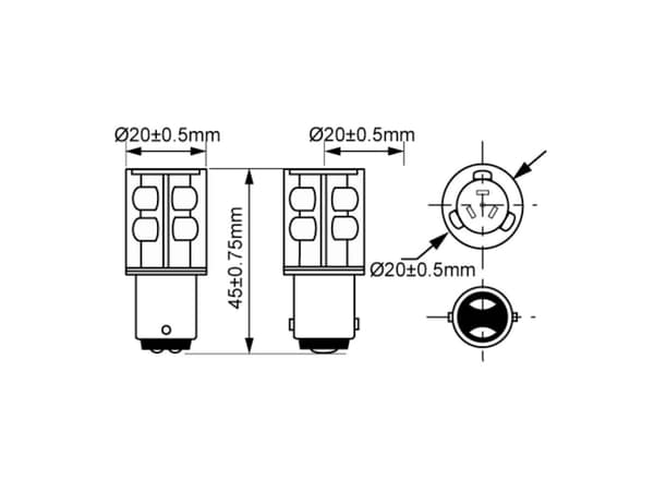 Barthelme 52160215 LED-diode Hvid BA15d 24 V/DC, 24 V/AC 20 mA 22 lm