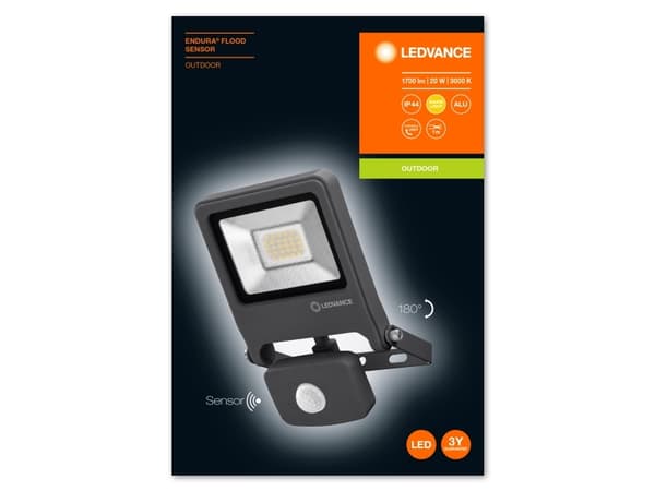 LEDVANCE ENDURA FLOOD, Grafitt, IP44, Aluminium, I, IK06, 20 W