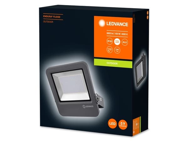 LEDVANCE ENDURA FLOOD, Grafit, IP65, Aluminium, Glas, I, 1 m, 100 W