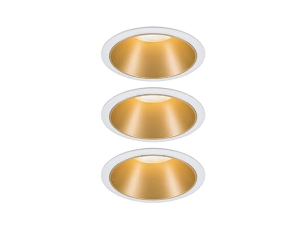 Paulmann Recessed luminaire Cole Coin 3-st dimmer LED 3x6.5W 2700K 230V White/Gold-Mat/Plastic Gull, Hvit