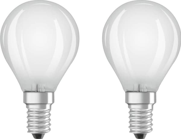 OSRAM - LED-lyspære - form: P45 - mattslipt finish - E14 - 4 W (ekvivalent 40 W) - klasse E - varmt hvitt lys - 2700 K (en pakke 2)