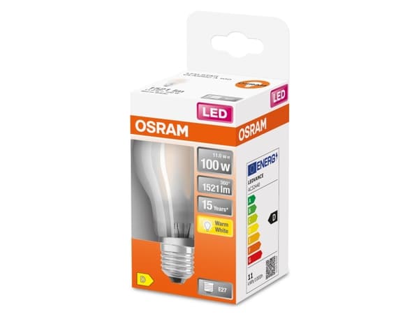 OSRAM Retrofit CLASSIC A - LED-filamentlyspære - form: A60 - E27 - 10 W (ekvivalent 100 W) - klasse D - varmt hvitt lys - 2700 K