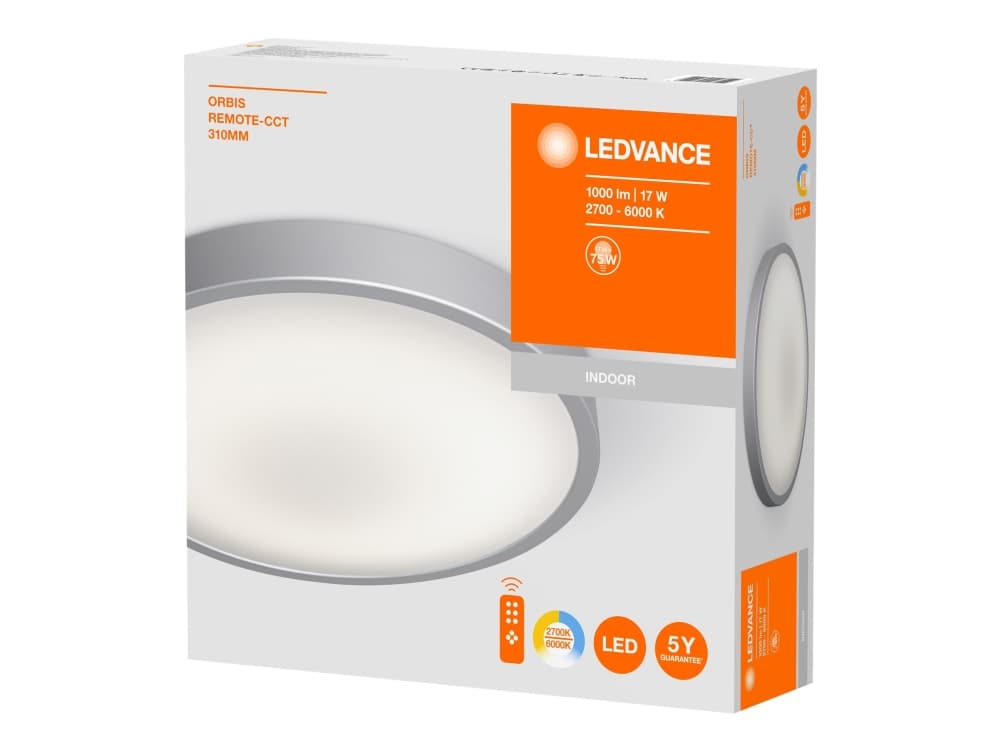 LEDVANCE ORBIS - Vägg-/taklampa - LED - 17 W - svalt dagsljus/svalt vitt ljus/varmt vitt ljus - 2700-6000 K - vit