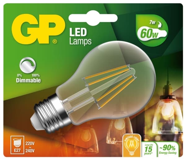 LED Pære GP Filament E27 7Watt 806 Lumen Dæmpbar,stk