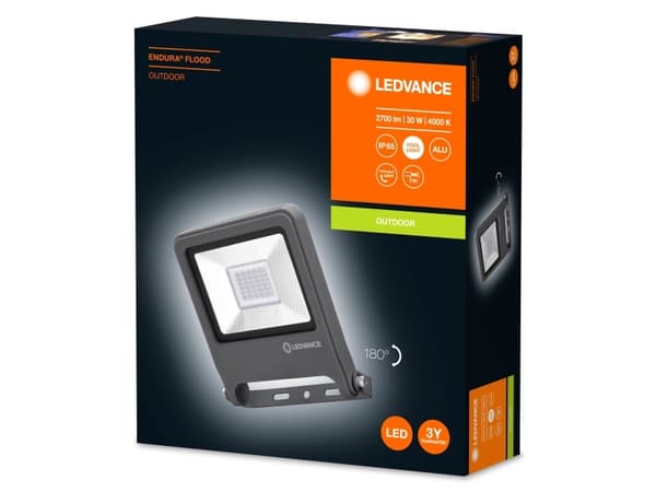 LEDVANCE ENDURA FLOOD, grafit, IP65, Gjuten aluminium, Glas, I, 30 W, LED