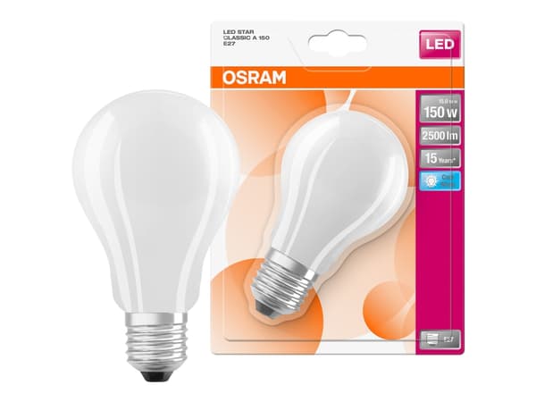 OSRAM LED STAR - LED-glödlampa med filament - form: A70 - E27 - 16 W (motsvarande 150 W) - klass D - svalt vitt ljus - 4000 K