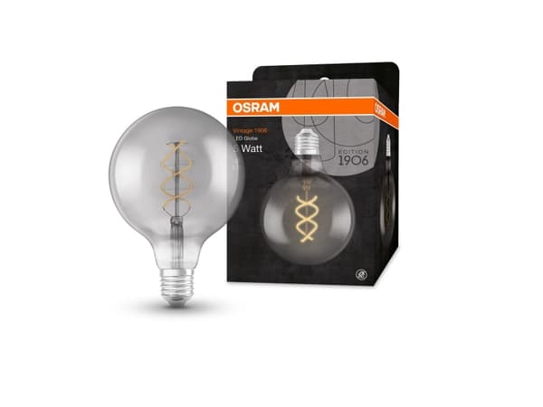 OSRAM Vintage 1906 - LED-filamentlyspære - form: G125 - klar finish - E27 - 4 W (ekvivalent 16 W) - klasse G - behagelig varmt lys - 1800 K - røyk