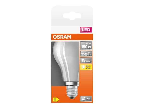 OSRAM LED Retrofit CLASSIC A - LED-glödlampa med filament - form: A70 - E27 - 17 W (motsvarande 150 W) - klass D - varmt vitt ljus - 2700 K